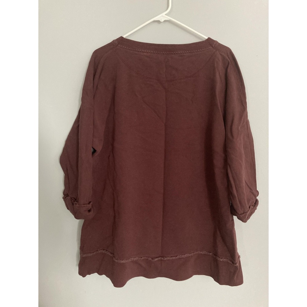 Soft Surroundings Women 1X Scoop Neck Tunic Top Pocket 3/4 Sleeve Raw Seam Boho - Picture 4 of 12